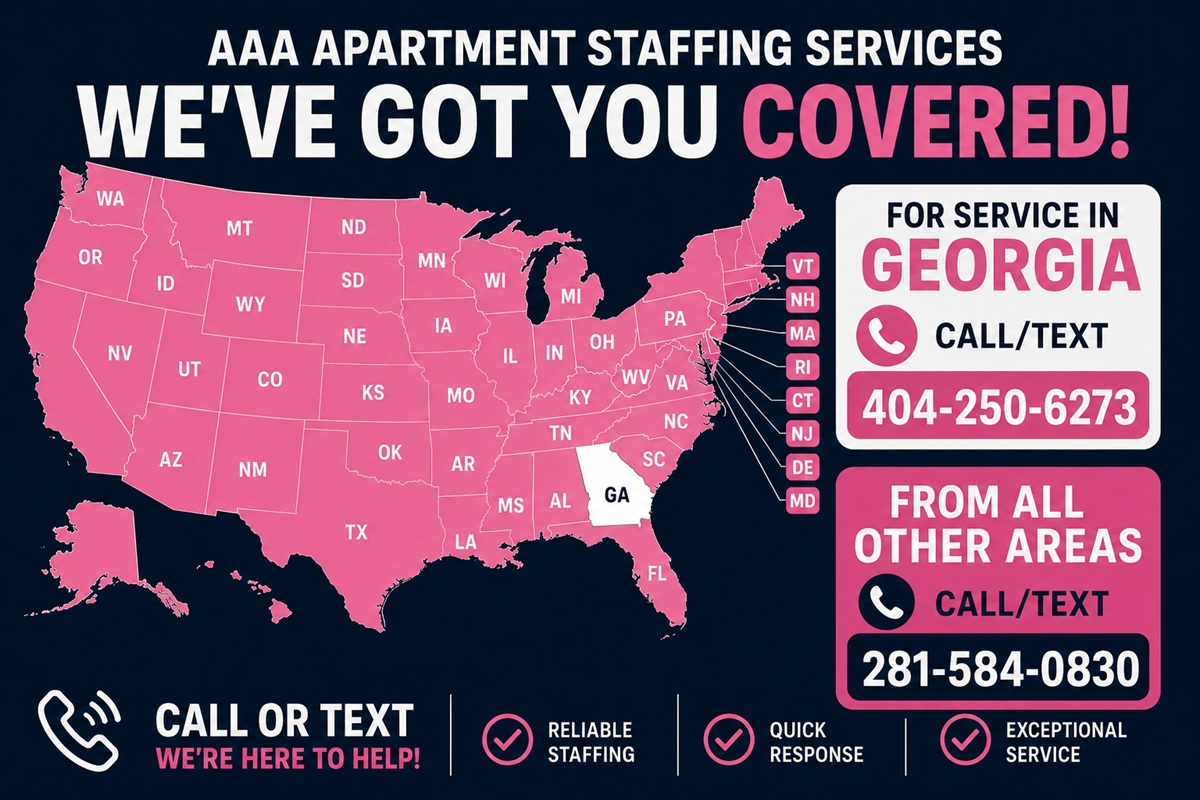 AAA Apartment Staffing We've Got You Covered!